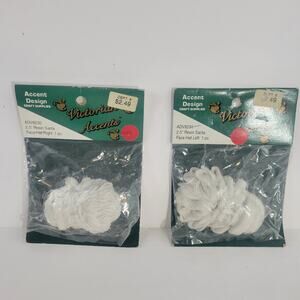 2 Vintage NOS Resin Christmas Santa Claus Face Accent Design